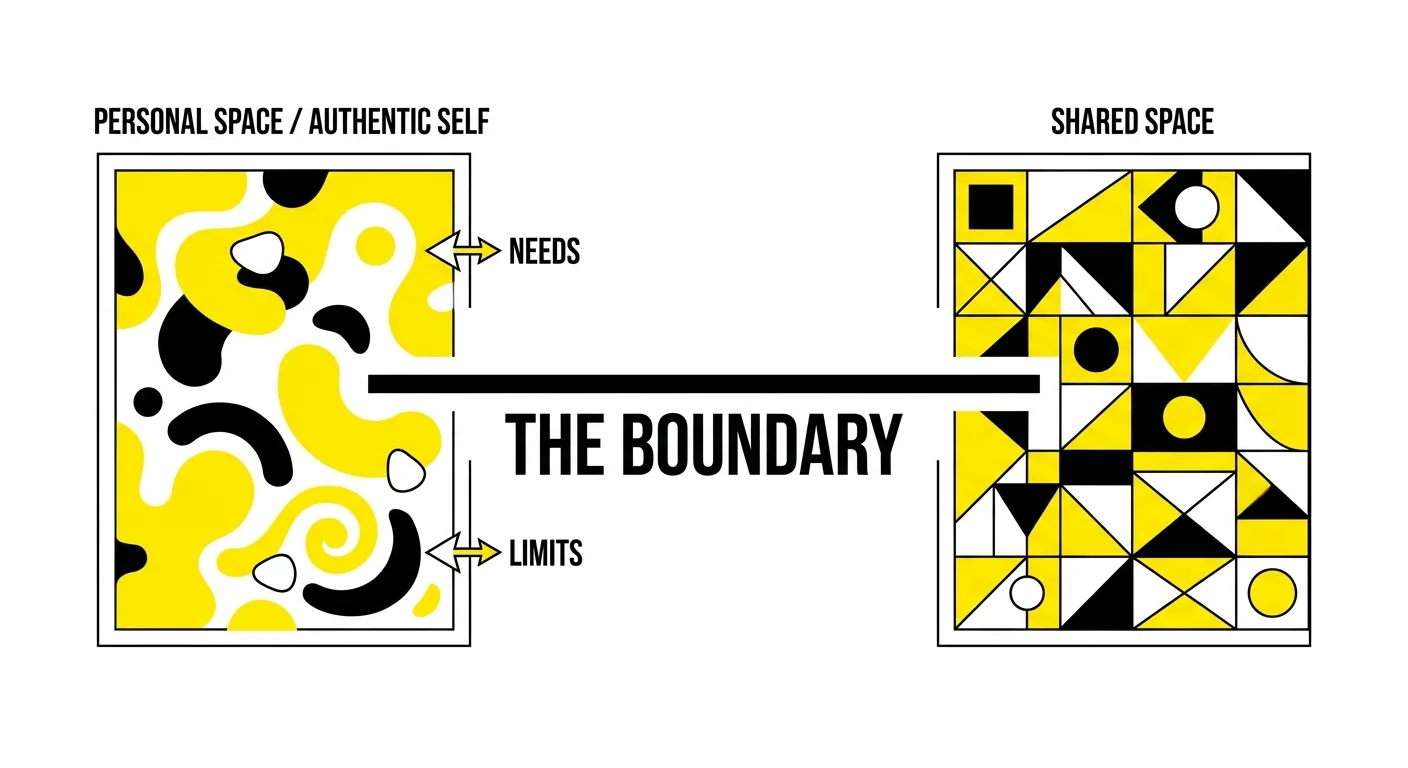 A clean diagram showing a line labeled 'The Boundary' separating personal space from shared space.
